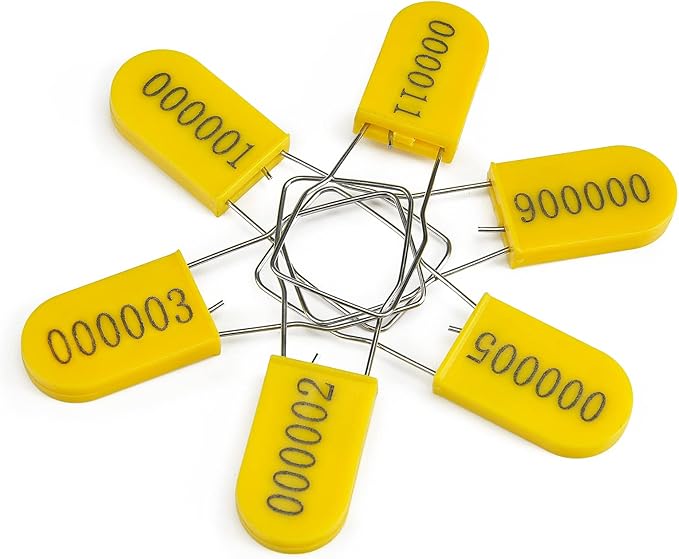 500PCS Plastic Padlock Security Seals Metal Wire Padlocks Electric Meter Seal Disposable Anti-Tamper Lock Numbered Anti Tamper Tag Hasps Yellow