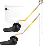 Hygie Rinse 2PCS Universal Metal Toilet Handle Replacement Kit Side Mount Toilet Lever Compatible with TOTO/Glacier Bay/Gerber, Toilet Flush Handle with Flapper Chain, Oil Rubbed Bronze