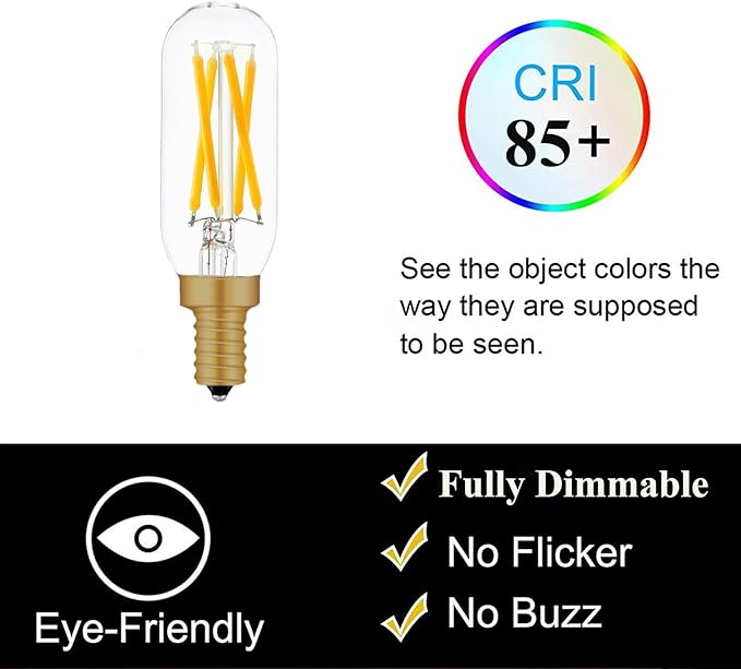 E12 LED Bulb Dimmable 40 Watt Equivalent Warm White 2700K T6 Bulb Type with E12 Base, LED 4W E12 Candelabra Bulb Clear Glass, 6 Pack