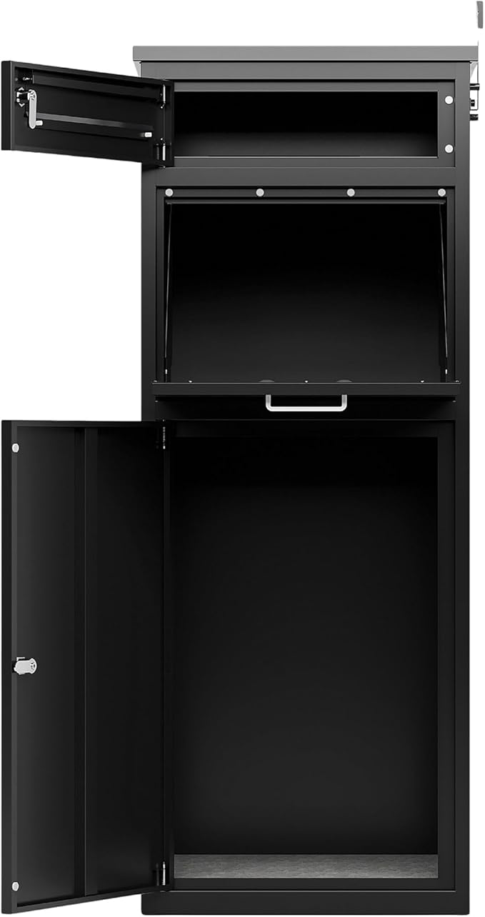 Package Delivery Box for Outside, Cold-Rolled Steel 2-in-1 Anti-Theft Lockable Package Mailbox, Extra Large Parcel Drop Box for Packages & Mails, Weatherproof Rustproof Outdoor Delivery Box