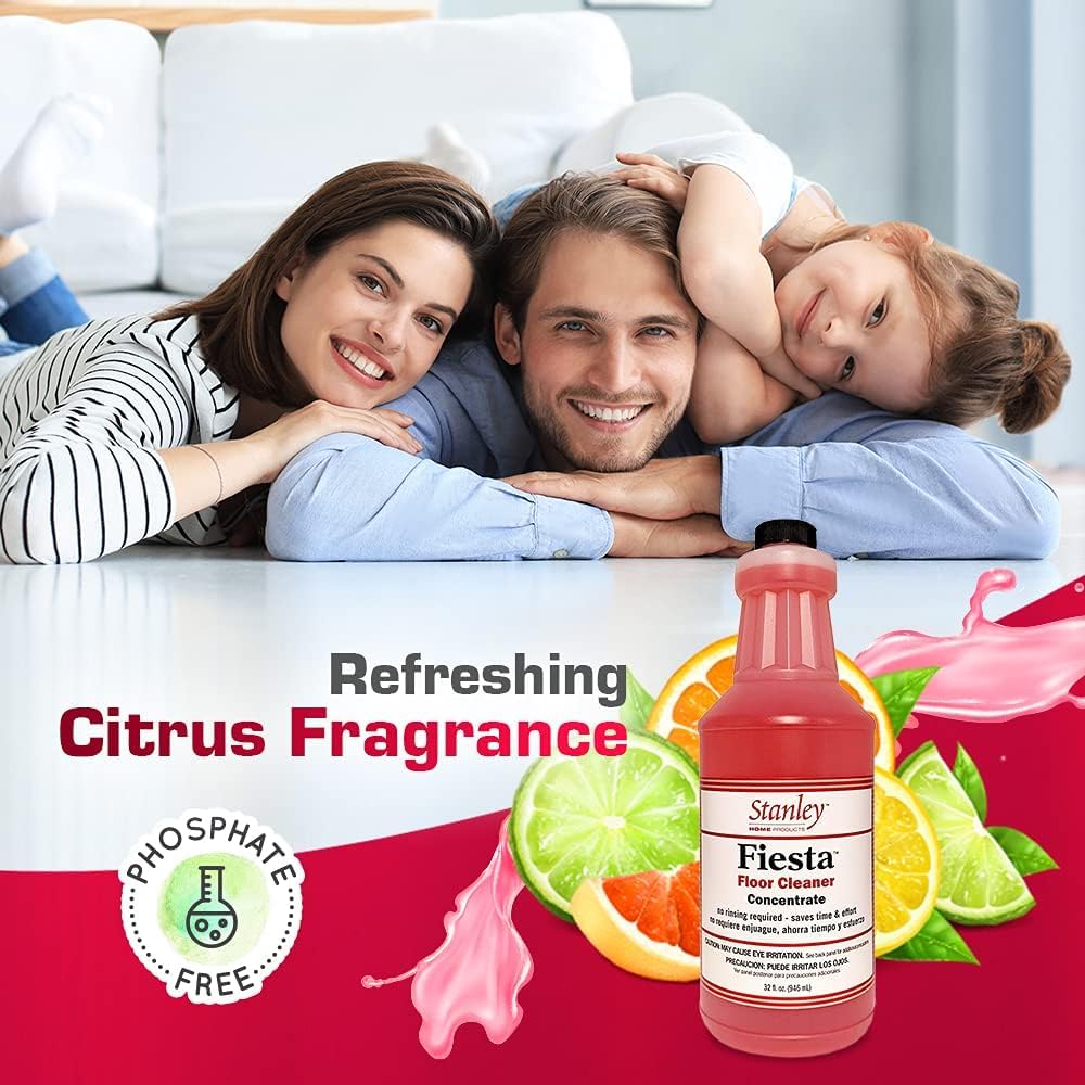 STANLEY HOME PRODUCTS Fiesta Floor Cleaner Liquid Concentrate - Eco Multisurface & Industrial Cleaning For Hardwood, Stone, Tile & Ceramic Floors (Pack of 2)