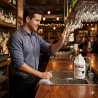 Nu-Foam Liquid Detergent for Bar Glassware – Original Streak-Free Solution - Hand Washing Bar, Tavern, Brewery Supplies - Spotless Serving Glasses - Concentrated Formula - Easy On Hands - 64oz Jug