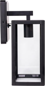 LIT-PaTH Outdoor Wall Lantern, Wall Sconce as Porch Lighting Fixture, E26 Medium Base Max 60W, Anti-Rust Metal with Glass Shade, Black, 1-Pack