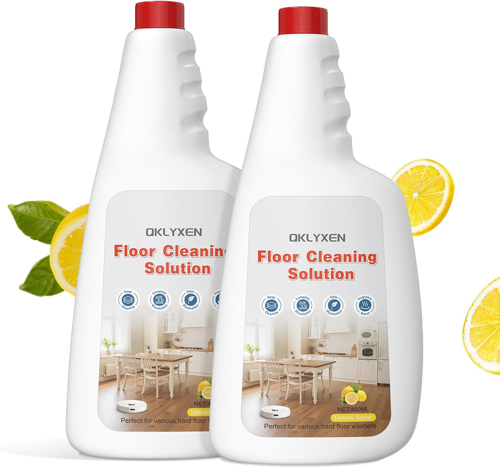 Floor Cleaning Solution Compatible With Roborock Robot Vacuum and Mop Cleaner (Qrevo/Q7/Q10/Saros 10R), Deep Cleans For Multiple Hard Floor, Suitable for All Robot Vacuum With Mopping (Lemon)