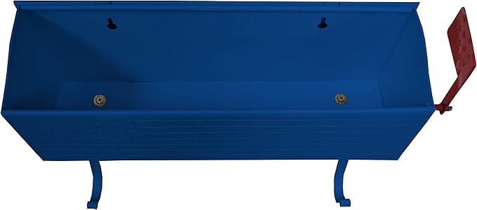 Oakland Living AZ620-BLUE Blue Patriotic Metal Outgoing Mail Flag and Newspaper Hangers Wall Mounted Mailbox