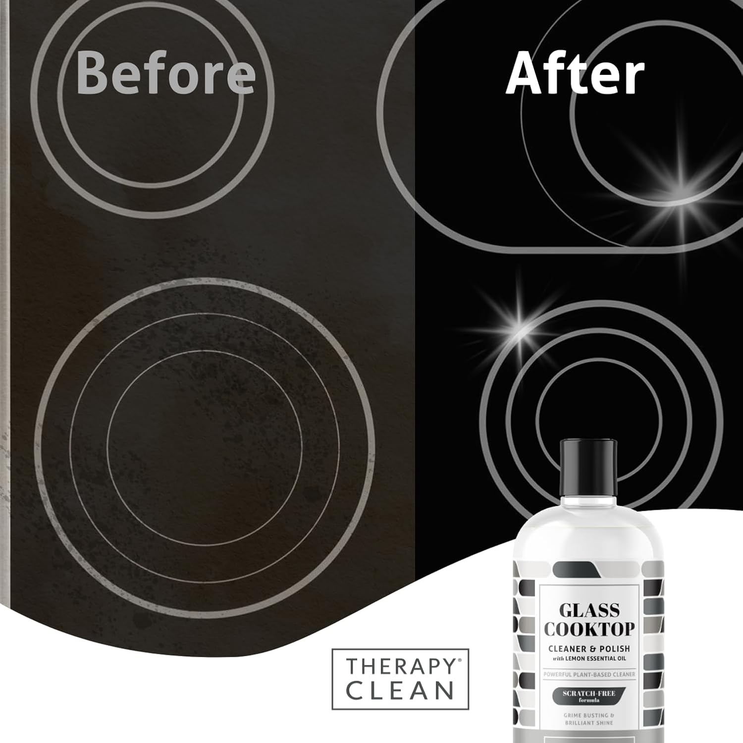 Therapy Glass Cooktop Cleaner Bundle with Microfiber Cloth - Glass Stove Top Cleaner and Polish for Ceramic, Electric, Induction and Flat Top Surfaces