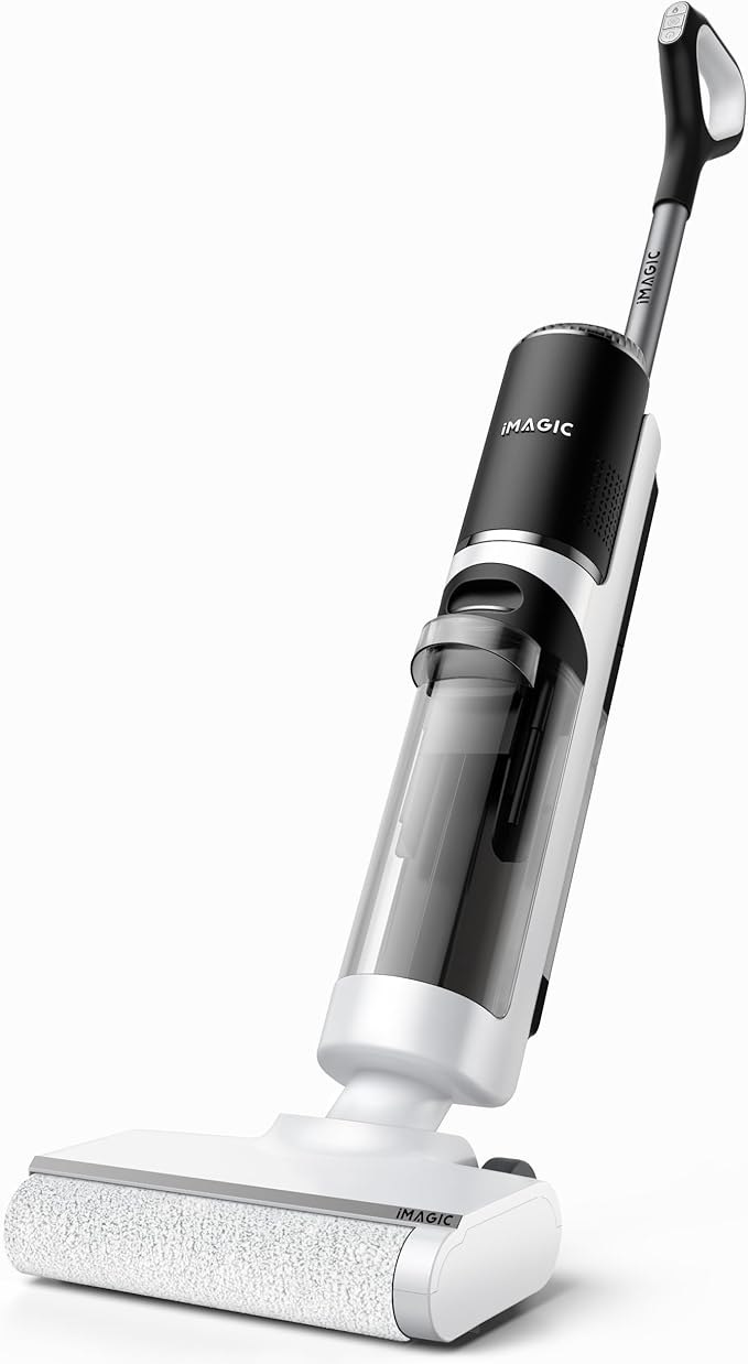 IMAGIC M3 Wet Dry Vacuum Cleaner, Cordless Vacuum Mop All in One for Hard Floors, Lightweight Floor Cleaner for Sticky Messes with Edge Cleaning, Self-Cleaning and Hot Air Drying, White