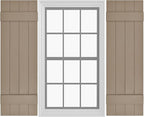 Board & Batten Vinyl Shutters (1 Pair) | 14.5"x47" (4-Board) - Coastal Sand Dune | Exterior Window Shutters | Includes Mounting Hardware | Simple Installation | Made in USA