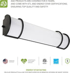 ASD LED 24" Vanity Flush Mount Light Fixture, Linear Bathroom Lighting Bar | 3CCT, Dimmable, Energy Star, ETL Listed | 25W 1950LM 3000-5000K 120V | Long Bath Wall Sconce Over Mirror | Black, 4 Pack