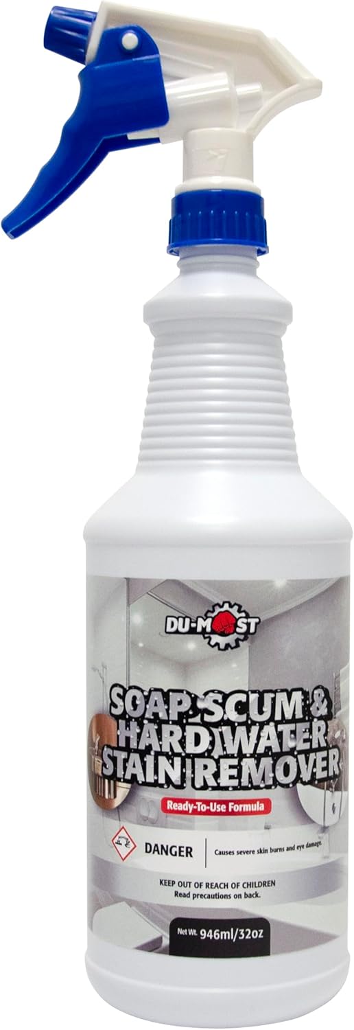 DU-MOST Soap Scum & Hard Water Stain Remover, High Foaming Acid Cleaner Removes Limescale & Soap Residue, Kitchen & Bathroom Use, 32 Oz