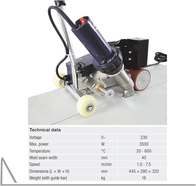 Weldy roofer RW3400 Automatic Hot Wedge Welder Welding Machine Overlap Welder Roof Water Proofing 3500W Hot Air Welding Machine for PVC TPO Membrane Welding Roof Truck Tarpaulin Advertising Banner