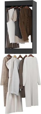 Double Hanging Closet Unit, Modular Closet System, Wood Closet System Organizer with Storage for Walk In Closets, Clothing Rack Wardrobe Closet for Hanging Clothes, Bedroom, Black, 28.5"W