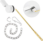 Houtingmaan Toilet Handle Replacement Kit,Toilet Handle Lever for Most Front Mount Toilets, Universal Brass Toliet Flush Handle Lever with Stainless Steel Flapper Chain,White