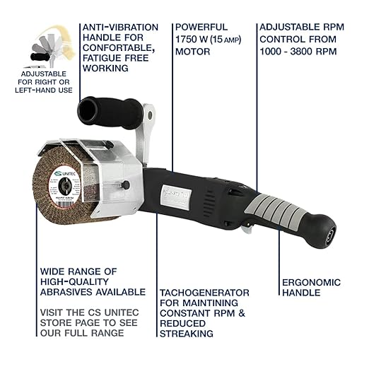 CS Unitec | PTX ECO Smart Basic Kit | Variable Speed Multi Purpose Buffer Polisher Machine | Grinder Tool Kit for Metal Finishing | Includes Abrasives & Compounds Up to No.4 Finish