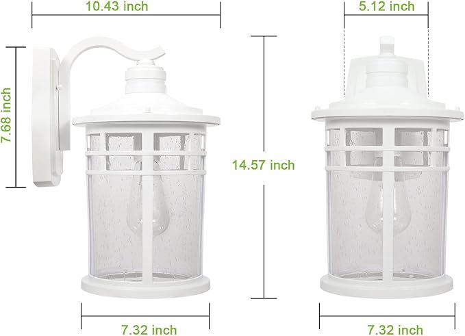 Darkaway 2 Pack Large Outdoor Porch Lights Wall Mount, 15inch Outdoor Light Fixtures Sconces Wall Lighting with Seeded Glass Exterior Lights for Patio Yard House Hallway Doorway Garage