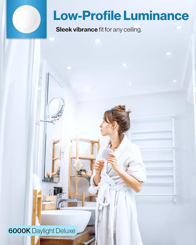 Sunco 96 Pack 6 Inch Ultra Thin LED Recessed Ceiling Lights, Slim Canless with Junction Box, 850 LM, 6000K Daylight Deluxe, Dimmable, 14W=100W, Wafer Thin, 50000 Lifetime Hours ETL.