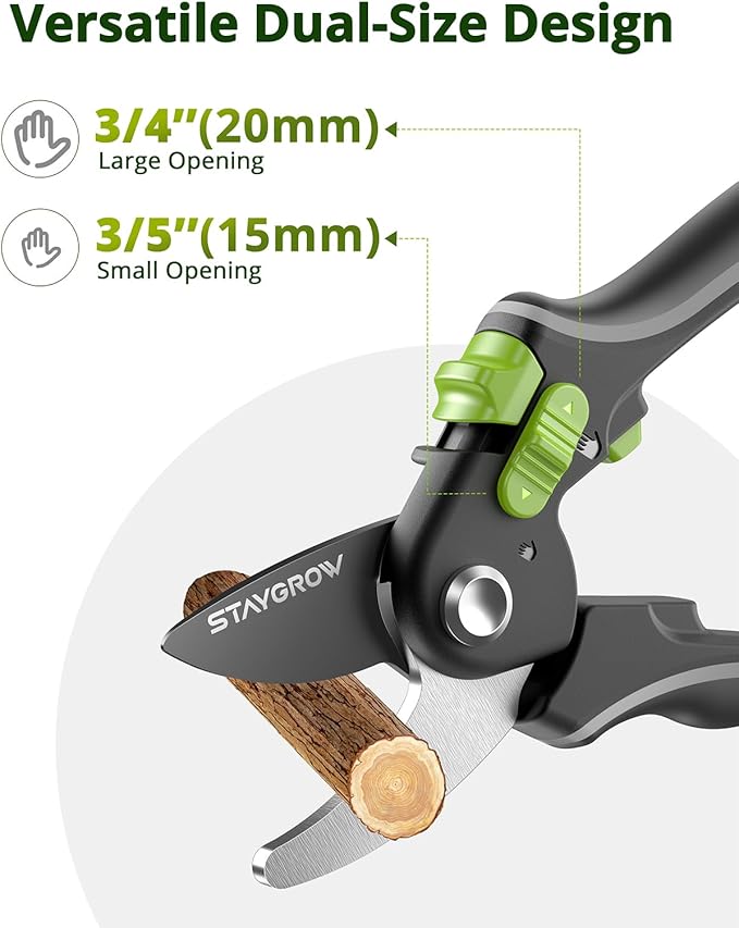 Pruning Shears for Gardening - 8.5" SK5 Garden Shears Cuts 10000+ Times Staying Sharp - Garden Scissors with One-handed Unlocking & Adjustable Handle- Garden Clippers Gardening Tools for Men Women