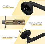 Amerdeco 1 Pack Matte Black Door Handles Interior, Knurled Privacy Door Handles with Lock,Heavy Duty Black Door Lever for Bedroom or Bathroom,Reversible Keyless for Left Right Handed Doors