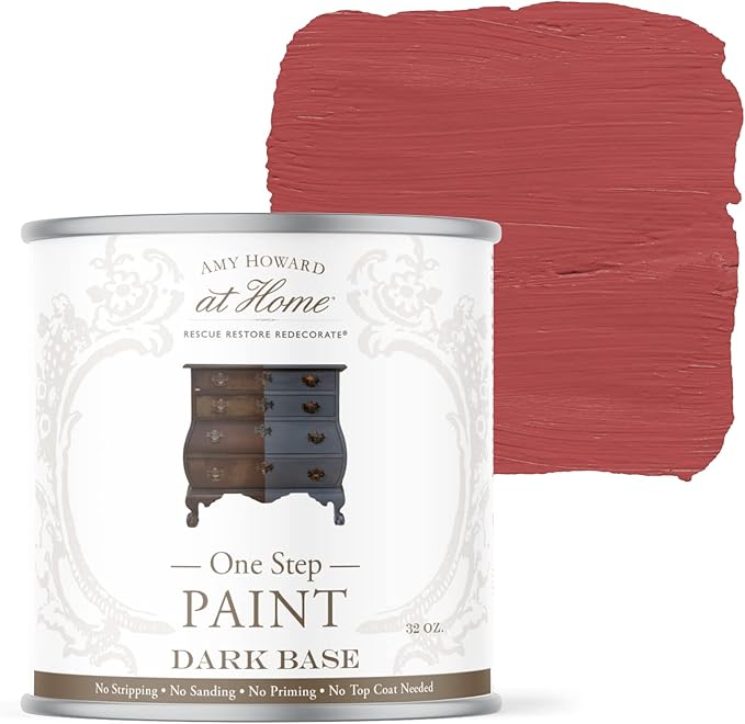AMY HOWARD AT HOME Chalk-Based One Step Paint for Furniture, Cabinetry, Decor, Finish, and More | No Stripping, Sanding, or Priming | Dark Base | 16 Ounce | Charm School