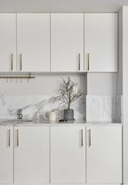 10 Pack 8 Inch Hole Center Champagne Cabinet Pulls Stainless Steel Square Drawer Handles for Bathroom Cupboard Pulls Modern Kitchen Cabinet Hardware