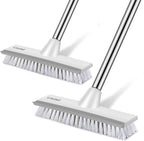 SetSail Floor Scrub Brush with 51-Inch Long Adjustable Handle 2 in 1 Scrape Brush Stiff Bristle Floor Scrubber for Cleaning Shower Bathroom Garage Kitchen Wall Deck Tub Tile, 2 Pack (Grey White)