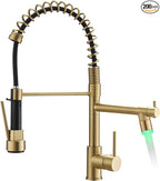 Gold Kitchen Faucet with Sprayer AIMADI,Modern Single Handle Spring Gold Kitchen Sink Faucet