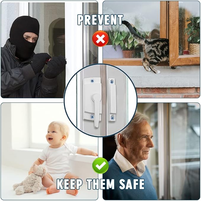 Metal Locks for Windows and Doors Window Sash Locks White ZUONAI 4 Pack Vinyl Window Sash Locks for Double Hung Window Latch Lock Replacement Security for Vertical and Horizontal Sliding Windows