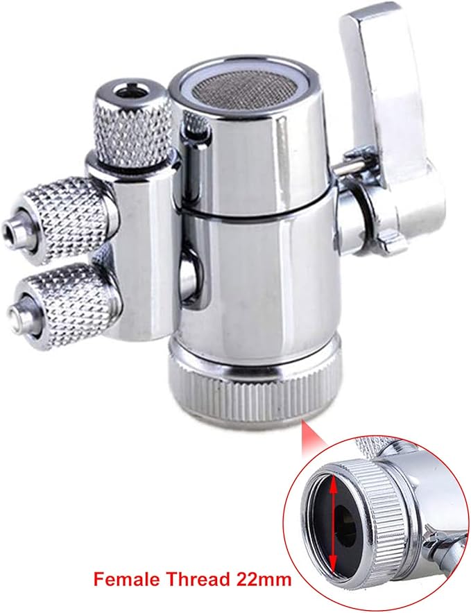 Faucet Diverter Valve with Aerator M22 Female Thread,Faucet Adapter for 3/8" RO Tubing,Faucet Connector for Water Diversion for Countertop water Filter (Fits Two Way 3/8" OD Tubing)