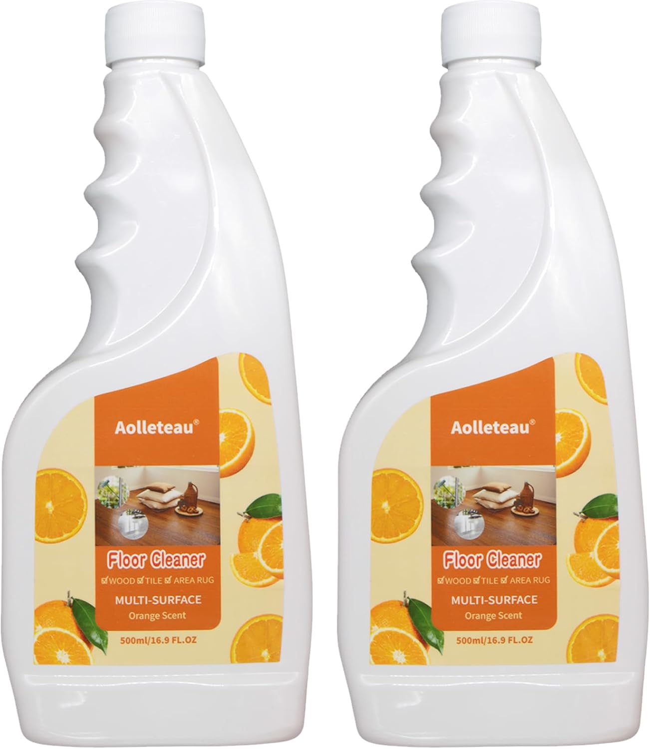 2 Pack Floor Cleaner Compatible with All Robot Vaccum and Mop, Wet Dry Vacuums, for Roborock, Tineco, Dreame, Shark, Bissell Mops, 16.9 FL.oz, Concentrate, Dilution Ratio 1:200, Orange Scent