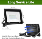 4 Pack 100W LED Flood Light Outdoor,10000LM Bright Work Spotlight Plug in,6000K Daylight White,IP66 Waterproof Exterior Security Floodlights for Yard,Garden,Backyard,Patio,Stadium,Parking Lot