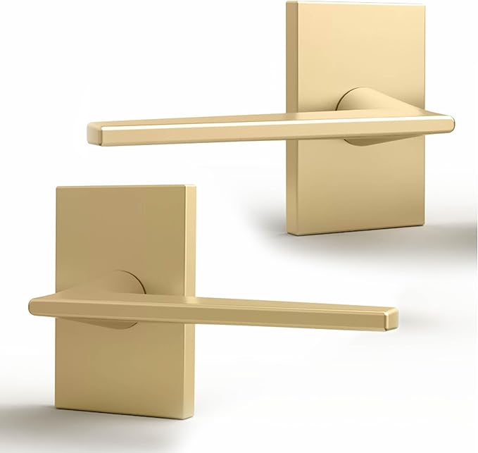 Mega Handles Apex Dummy Door Handles - 2 Pack Heavy Duty Gold Door Handle, Non-Turning Door Handle for Hallway, Closet & French Doors, Single Side, Fits All Standard Doors - Satin Brass