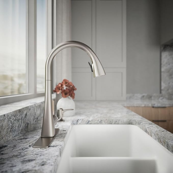 KOHLER R22867-SD-VS Maxton Pull-Down Kitchen Faucet with Soap Dispenser/Lotion Dispenser, Kitchen Sink Faucet with Pull Down Sprayer, Vibrant Stainless