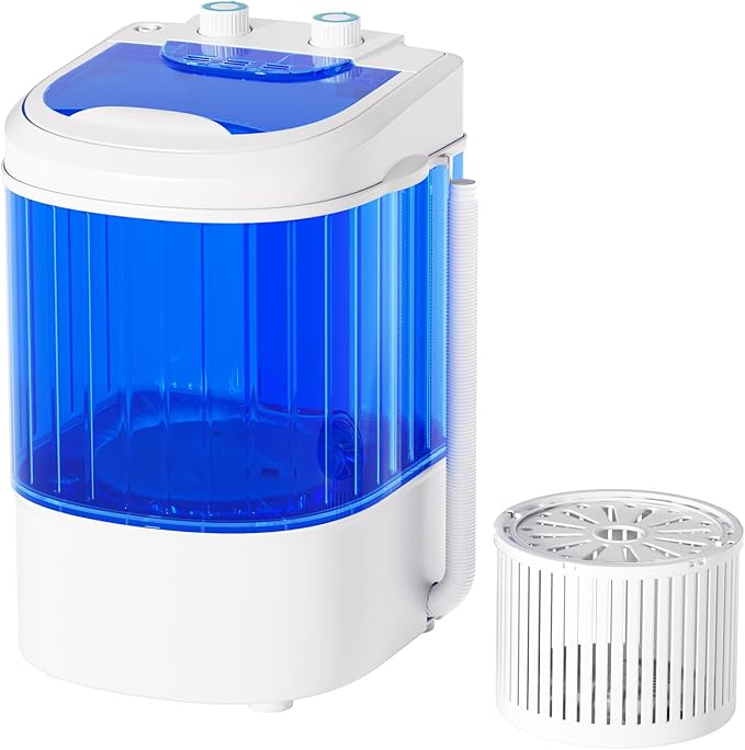 INTERGREAT Portable Washing Machine, 6.6 Lbs Mini Washer Machine, Single Tub Laundry Small Washer for Apartments, Dorms, RV, Traveling, Blue