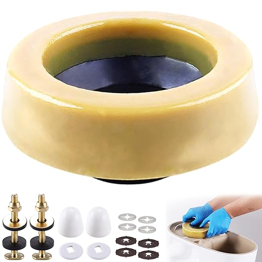 Toilet Wax Ring Extra Thick with Reinforced Polyurethane Core for Sealing Against Gas/Odor and Water Leaks Toilet Wax Ring with Metal Studs for 3" and 4" Waste Lines.Yellow, 1-Pack