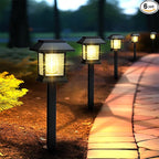 Solar Lights Outdoor, 6 Pack Waterproof Auto On/Off Solar Pathway Lights for Garden, Landscape, Path, Yard, Patio, Driveway, Walkway Decor