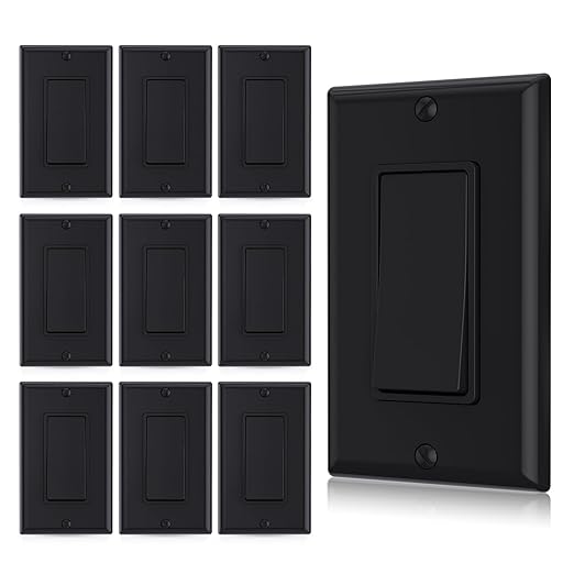 AIDA 3 Way Decorative Light Switch, 15Amp, 120/277 Volt, AC Decorator Rocker Paddle Wall Switch Replacement, UL Listed - Residential and Commercial Grade (10 Pack,Black White)
