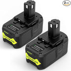 2Pack 6.0Ah 18V P108 Replacement for Ryobi 18V Battery P109 P102 P103 P105 P107 Ryobi ONE+ Cordless Tool Lithium-Ion Battery