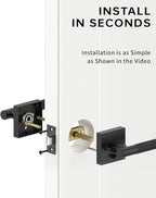 Asidrama 4 Pack Black Privacy Door Handles, Door Lever with Door Knobs Indoor for Bedroom or Bathroom, Heavy Duty Door Handles Interior with Locks for Left Right Sided Doors