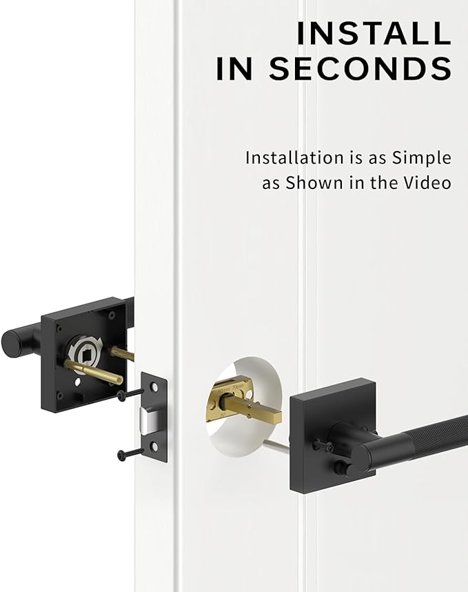 Asidrama 1 Pack Black Privacy Door Handles, Door Lever with Door Knobs Indoor for Bedroom or Bathroom, Heavy Duty Door Handles Interior with Locks for Left Right Sided Doors