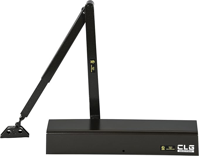 CLG HARDWARE Heavy Duty Commercial Door Closer DC8016 - Slim Line - Surface Mounted, Grade 1- ADA & UL 3 Hour Fire Rated, Adjustable Size 1-6 for Entrances & Aluminum Storefronts - US10D Dark Bronze