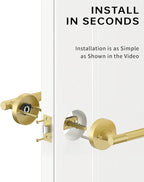 Asidrama 4 Pack Passage Gold Door Handles, Door Lever with Door Knobs Indoor for Bedroom or Bathroom, Heavy Duty Brushed Gold Door Handles Interior with Locks for Left Right Sided Doors