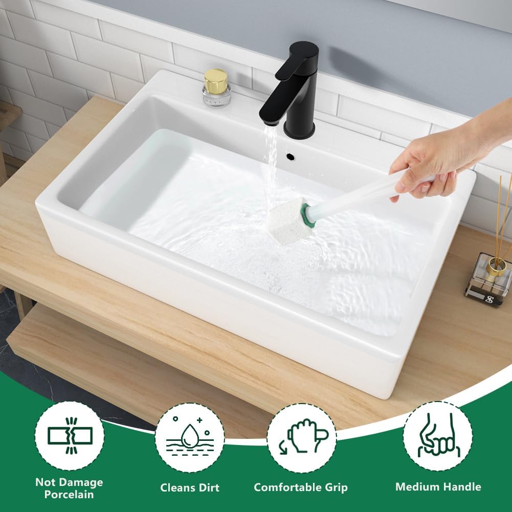 AUAUY 6 Pack Pumice Stone with Handle, Toilet Bowl Pumice Stone for Cleaning, Hard Water Toilet Ring Remover, 1 Handle + 6 Pumice Stones for Cleaning Toilets, Bathtubs, Grills, Kitchen Sink