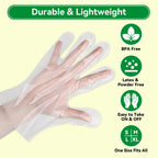 Plastic Gloves Disposable, Latex-Free, Powder Free, Clear Gloves Safe for Cooking, Food Prep, Kitchen,Cleaning