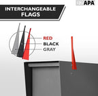 Ilyapa Modern Mailbox for Post Mount - Gray with Gray Door Powder Coated Steel, Waterproof Letter Box for Parcels, with Recessed Magnetic Close Door