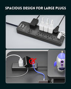 Surge Protector Power Strip 20FT, PLUGTUL Surge Protector with 10 Outlets - Spacious Design for Large Plugs, Flat Plug, 20W USB C Charging for Home, Office, ETL Listed, 2040J