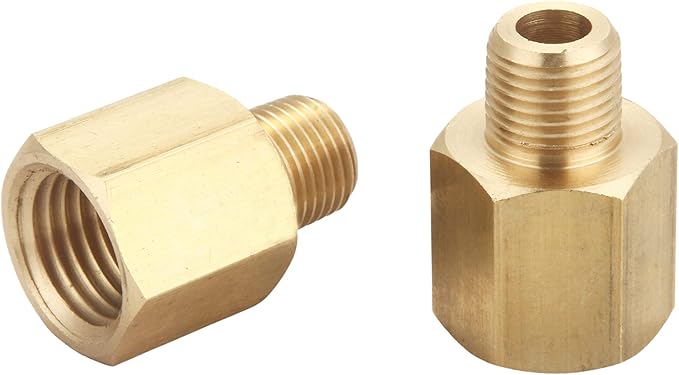Brass Pipe Fitting, Adapter, 1/8 Inch NPT Male Pipe x 1/4 Inch NPT Female Pipe, Pack of 5