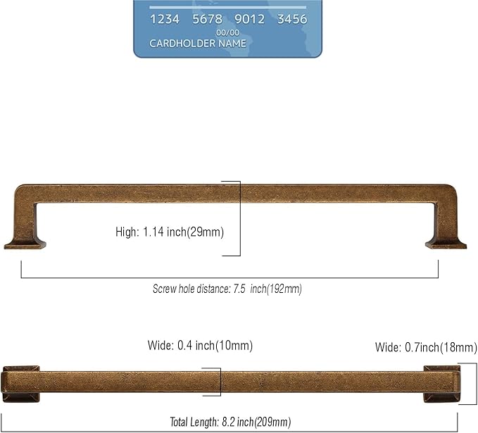 10 Pack 7.5"(192mm) Vintage Antique Brass Cabinet Pulls Kitchen Cabinet Handles Drawer Pulls Cupboard Hardware for Cabinets CK0078