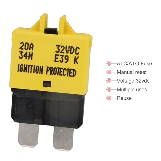 E39 Manual Low-Profile Resettable ATC/ATO Blade Fuse Car Resettable- 3A 5A 7.5A 10A 15A 20A 25A 30A for Car Trucks Marine Boat RV Solar and More 12V 24V (8PCS Mixed)