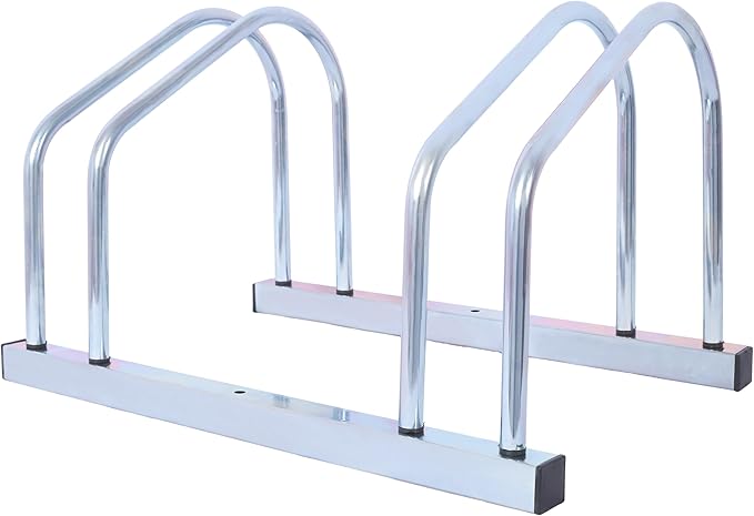 Bike Floor Stand for Indoor Garage Outdoor Parking 22”-28" Wheel Tire Width up to 2.15" Bikes Storage Rack with Mounting Holes for Floor or Wall Mount for 2 Bicycles