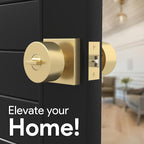 Mega Handles SUANA Entrance Door Knob for Entrance, Bedroom and Bathroom, Reversible Heavy Duty Design Door Knobs, Fits All Standard Door Sizes, Screws Included - Satin Brass (1 Pack)